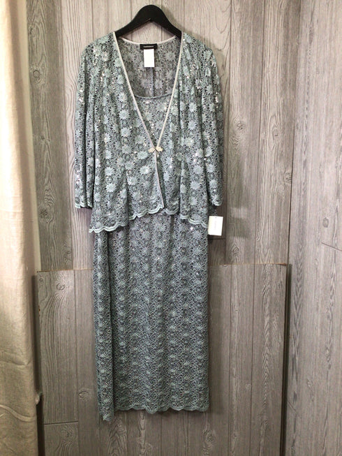 R&M Richards Dress + Jacket Sequined Size 16 New